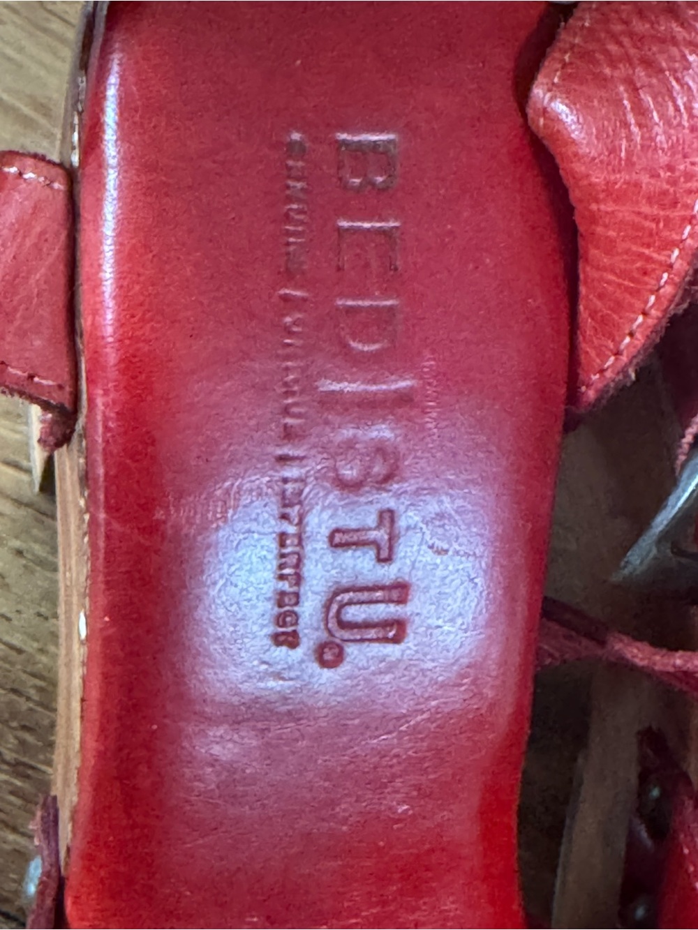 BED|STU Red Leather Platform Sandals with Ankle Strap - Picture 3 of 4